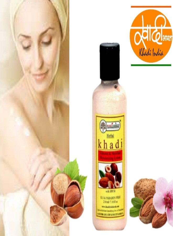 Khadi Rishikesh Ayurvedic Almond & Hezelnut Body Moisturizing Lotion For Full Body-Winter Care Lotion-improve complexion & skin tone , Treats dry skin conditions ,Skin Brightening , Fading Spots ,intense - PARABEN & SLS FREE- WITH LOOFAH SPONGE FREE - 210 ml - Image 3