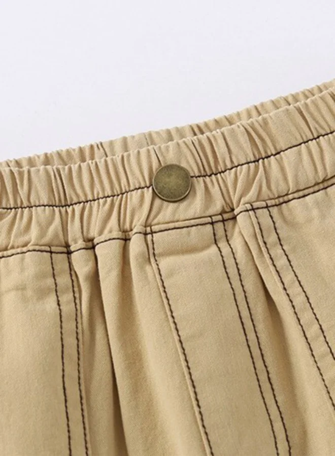 YUNIQEE Beige Regular Fit Mid Rise Solid Shorts