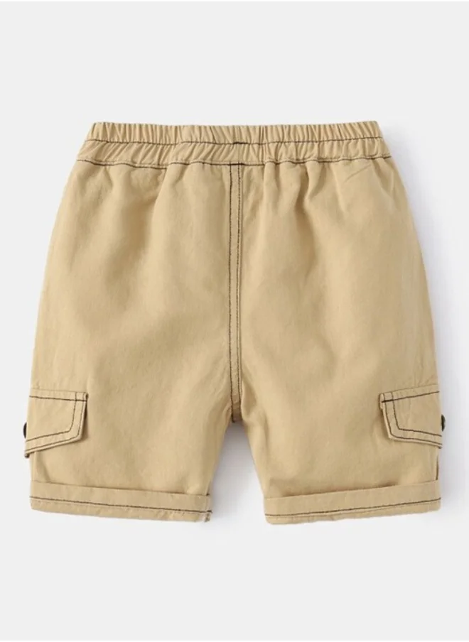 YUNIQEE Beige Regular Fit Mid Rise Solid Shorts