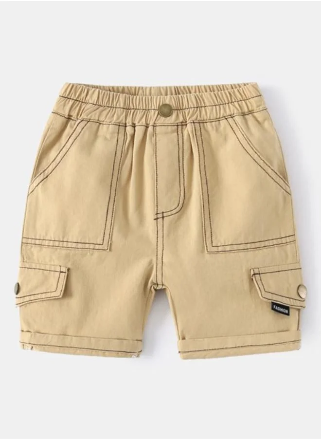 YUNIQEE Beige Regular Fit Mid Rise Solid Shorts