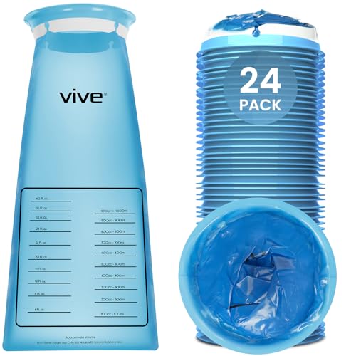 Vive Vomit Bags Disposable 24 Pack Emesis Bags 1000ml Barf Throw Up Puke Bags for Car Leak Resistant Portable Nausea Bags for Travel Motion Morning Sickness Kids Adults Pregnant Women - Image 1