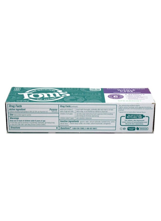 Tom's of Maine Toms Of Maine Natural Whole Care Spearmint Anticavity Toothpaste With Fluoride 4 Ounce 6 Per Case.  - Image 3