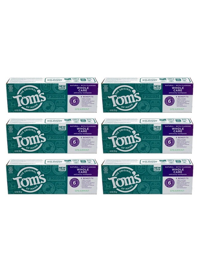 Tom's of Maine Toms Of Maine Natural Whole Care Spearmint Anticavity Toothpaste With Fluoride 4 Ounce 6 Per Case.  - Image 2