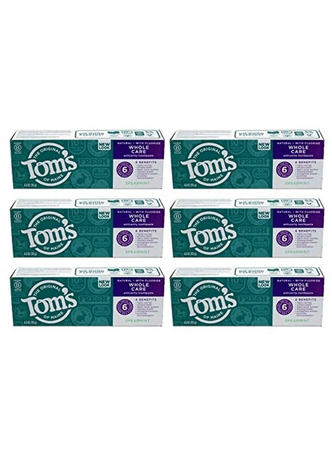 Tom's of Maine Toms Of Maine Natural Whole Care Spearmint Anticavity Toothpaste With Fluoride 4 Ounce 6 Per Case.  - Image 1
