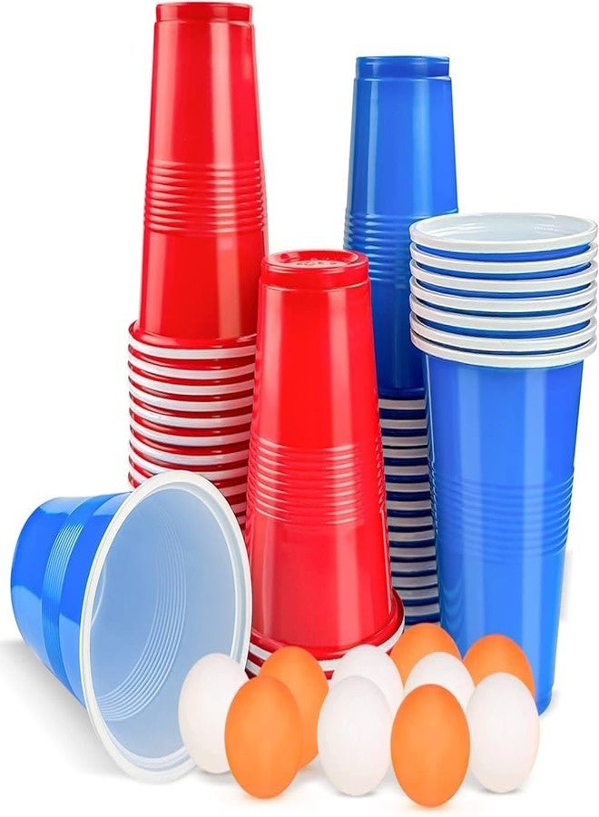 تيكلز مجموعة تيكلز من 40 كوبًا، أكواب بيرة بونغ مع مجموعة كرات بينغ بونغ مجانية، أكواب شرب سهلة الإمساك وقابلة لإعادة الاستخدام للحفلات، مناسبة للشاي المثلج، والبانش، والكوكتيل، وألعاب الأزواج والسيدات (اللون: أحمر وأزرق، الحجم: 475 مل). - Image 4