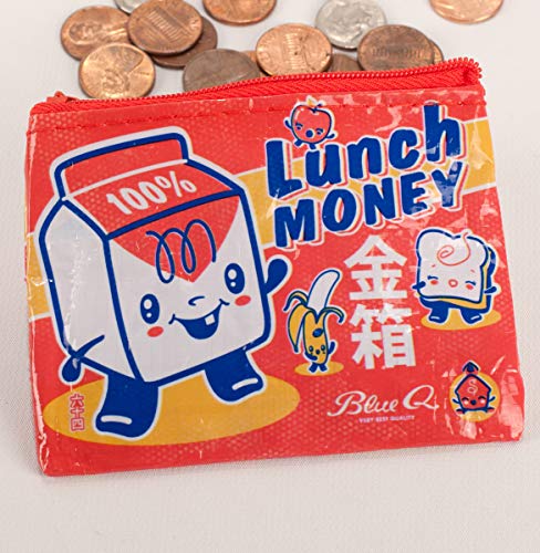 Blue Q Coin Purse, Lunch Money. Made from 95% recycled material, the ultimate little zipper bag to corral cash, credit cards, ear buds, gift cards, stamps, coins. 3"h x 4"w. - Image 2