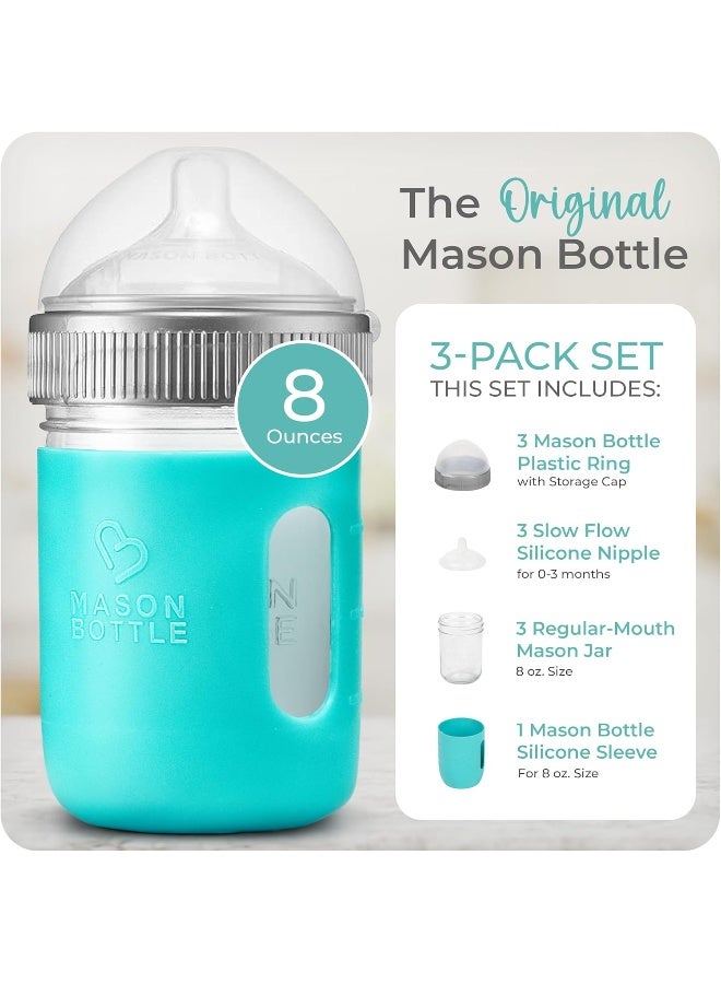 Mason Bottle Three s and One Sleeve 8 oz. Blue MB-3MB8Z-1SS - Image 2