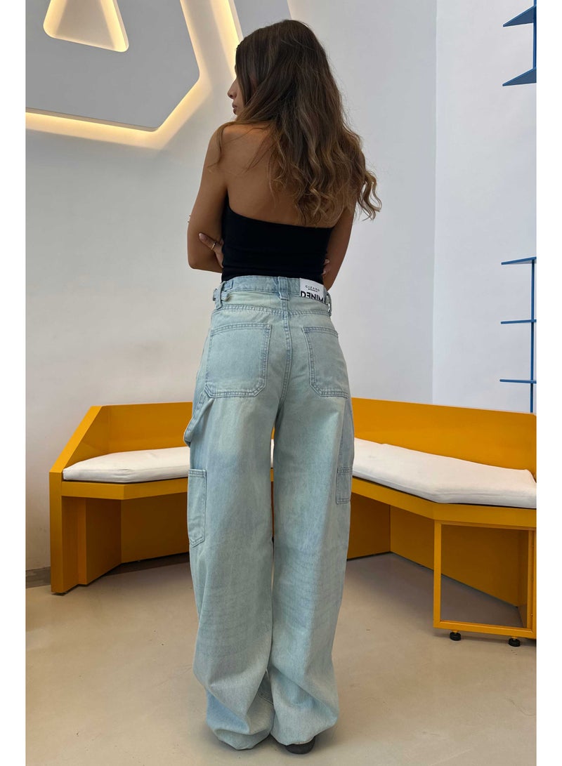 CIZARO Carpenter - High-Waist Light Vintage Blue Jeans  - Image 4