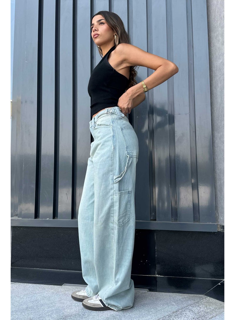 CIZARO Carpenter - High-Waist Light Vintage Blue Jeans  - Image 2