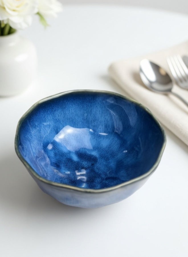 Japanese Style Ceramic Soup Bowl, Premium Porcelain Large Soup Bowl 7.25 inch, 1200ml Blue Glaze Ramen Bowl, Handcrafted Ramen Bowl, Perfect for Soup, Rice, Ramen, Cereal, Fruits - Image 4