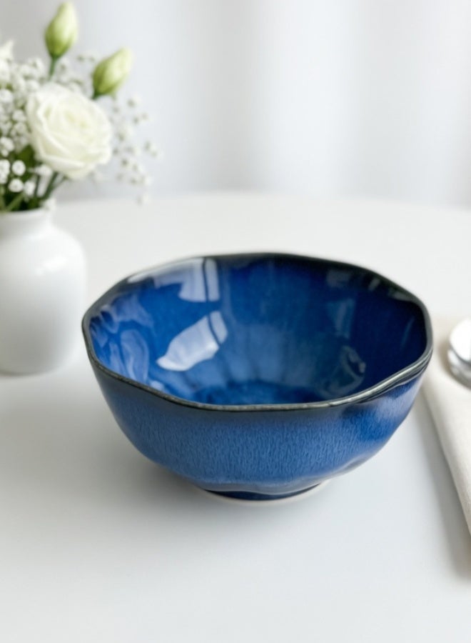 Japanese Style Ceramic Soup Bowl, Premium Porcelain Large Soup Bowl 7.25 inch, 1200ml Blue Glaze Ramen Bowl, Handcrafted Ramen Bowl, Perfect for Soup, Rice, Ramen, Cereal, Fruits - Image 2