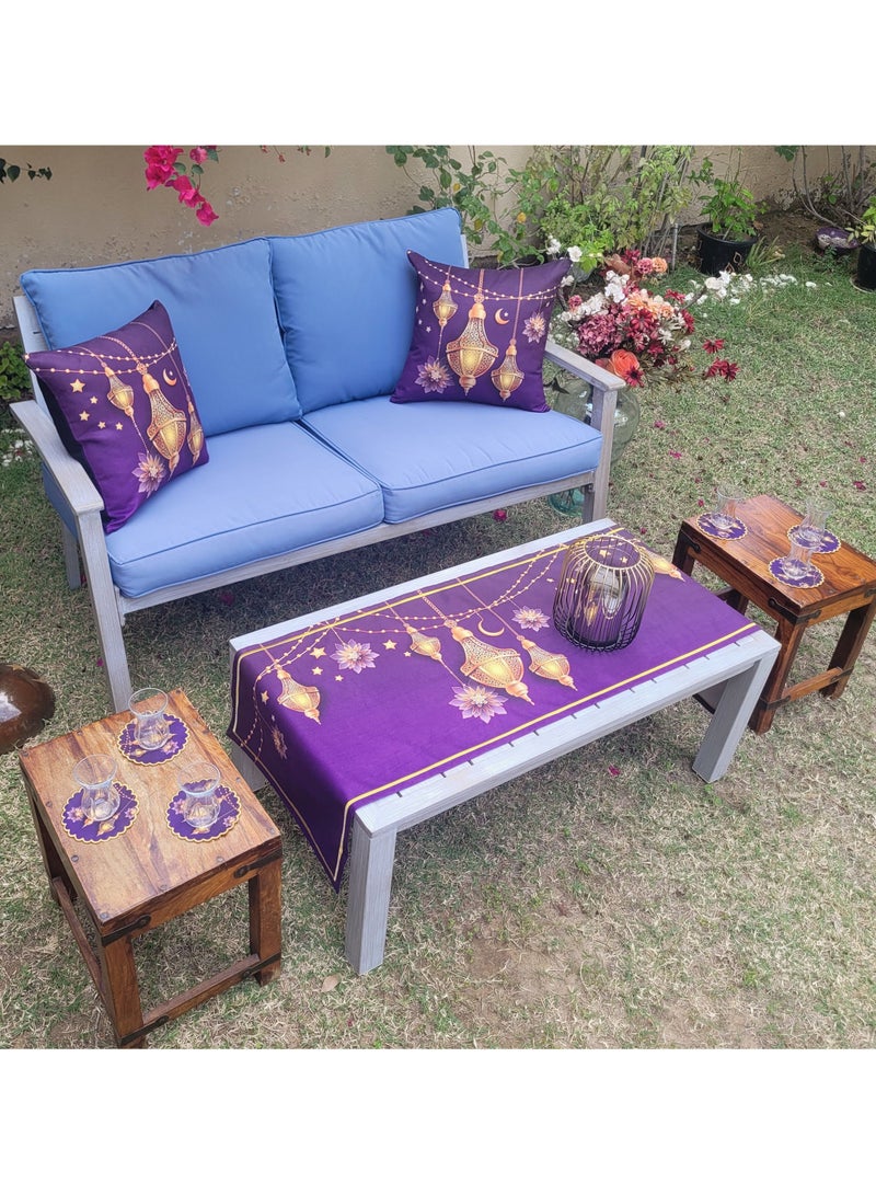 Alwan طقم عيد ورمضان كريم مكون من 6 حوامل أكواب و1 عداء - Image 4