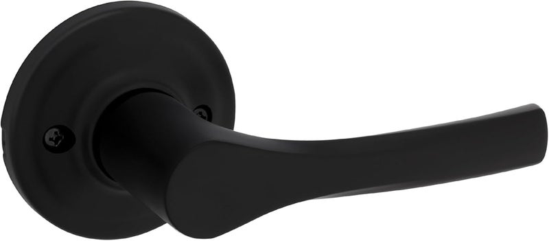 Kwikset Henley Dummy Door Handle Single Sided Lever for Closets French Double Doors and Pantry Matte Black NonTurning Reversible Interior PushPull Lever with Microban Protection - Image 1