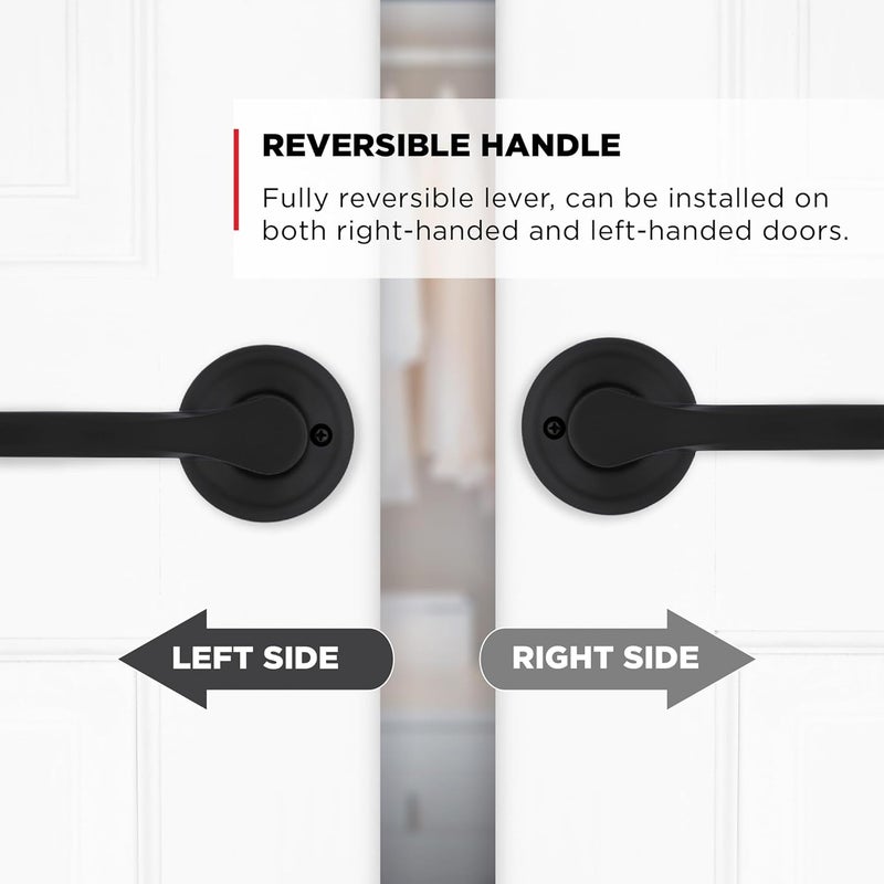 Kwikset Henley Dummy Door Handle Single Sided Lever for Closets French Double Doors and Pantry Matte Black NonTurning Reversible Interior PushPull Lever with Microban Protection - Image 5
