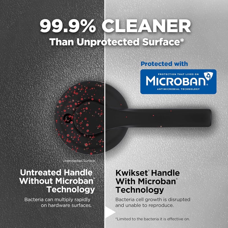 Kwikset Henley Dummy Door Handle Single Sided Lever for Closets French Double Doors and Pantry Matte Black NonTurning Reversible Interior PushPull Lever with Microban Protection - Image 4