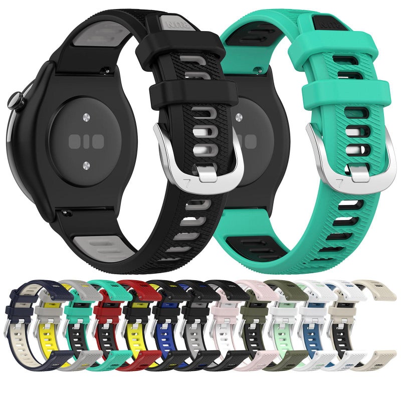 erorex For Amazfit Bip 1S 20Mm Cross Texture Two Color Silicone Steel Buckle Watch Band(Black+Lime Green) - Image 4