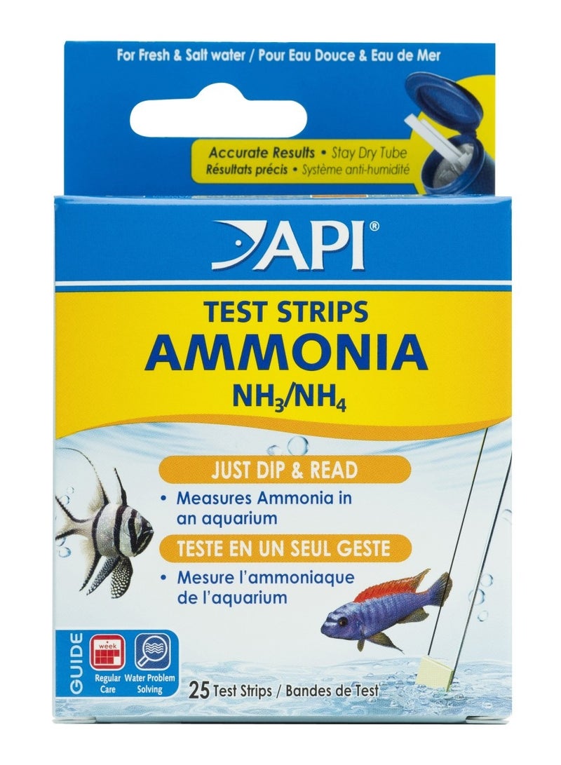 ايه بي آي شرائط اختبار API Ammonia NH3/NH4، 25 قطعة