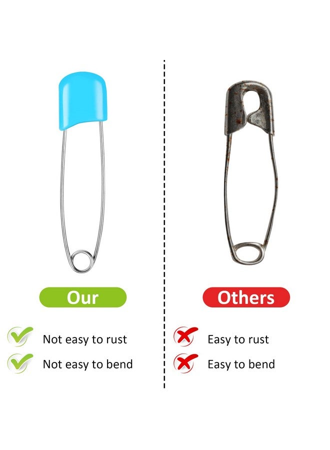 Joyberg 100 Pcs Diaper Pins, 2.2in Diaper Pins for Cloth Diapers Heavy Duty, Stainless Steel Baby Safety Pins, Plastic Head Baby Pins with Safe Locking Closures (6 Colors) - Image 3