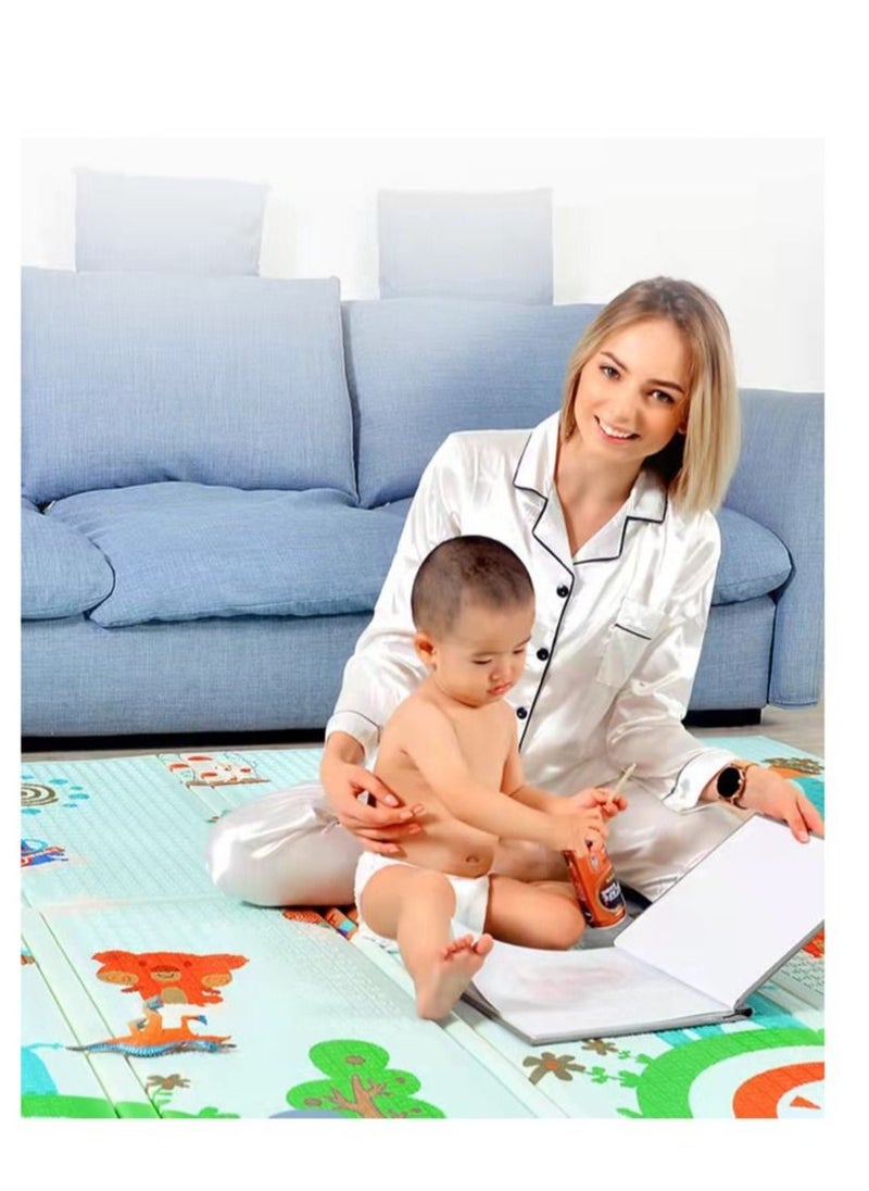 EMZJ - 200 x 180 x 1 cm Baby Crawling Play Floor mat Foam Non-Toxic Foldable Reversible Playing Mat - Tall Elephant Trunk & Different Designs - Image 1