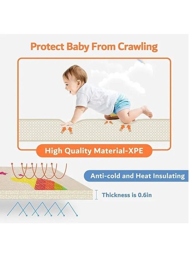 EMZJ - 200 x 180 x 1 cm Baby Crawling Play Floor mat Foam Non-Toxic Foldable Reversible Playing Mat - Tall Elephant Trunk & Different Designs - Image 1