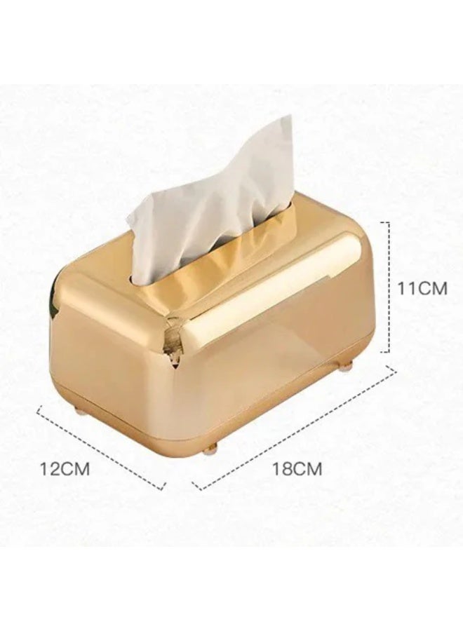 Luxury Gold Tissue Box Cover – Modern Glossy Desktop Tissue Holder for Home, Office, or Bathroom – Stylish & Durable Napkin Dispenser for Countertops, Coffee Tables & Vanities - Image 3