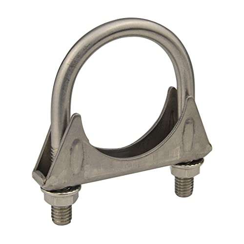 eLifecenter Heavy Duty 2.125" (2 1/8 Inch）Exhaust Tail Pipe Stainless Steel Saddle Style U-Bolt Muffer Clamps - Image 1