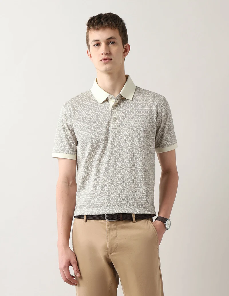 Geometric Printed Night Is Young Polo Shirt
