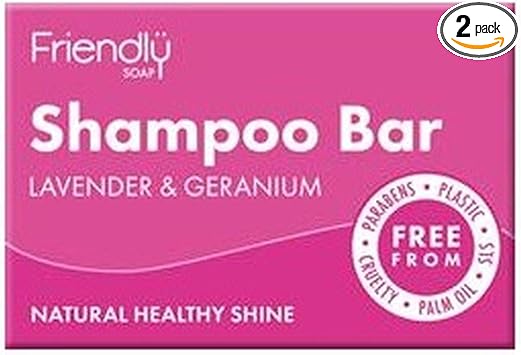 2 x Friendly Soap Natural Shampoo Bar Lavender Geranium 95g