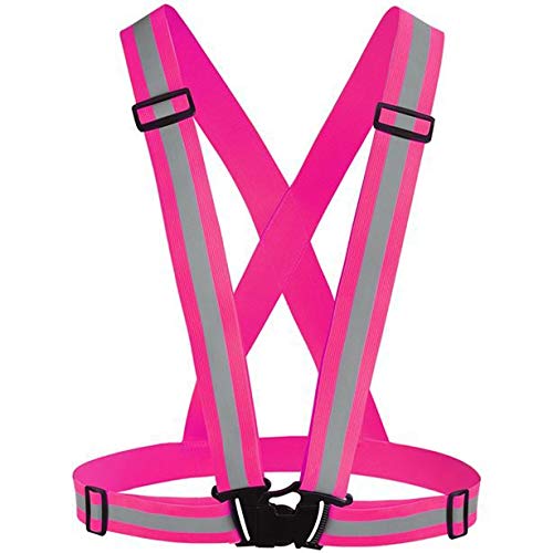 Chiwo Reflective Vest Running Gear 2Pack, High Visibility Adjustable Safety Vest for Night Cycling,Hiking, Jogging,Dog Walking, Construction safe (Green Pink) - Image 4