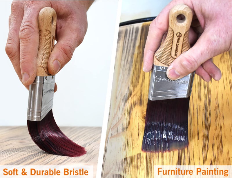 ROLLINGDOG 2 Inch Angled Paint Brush for Painting Walls, Furniture, Cutting in, Trim, Detail Painting - Image 3