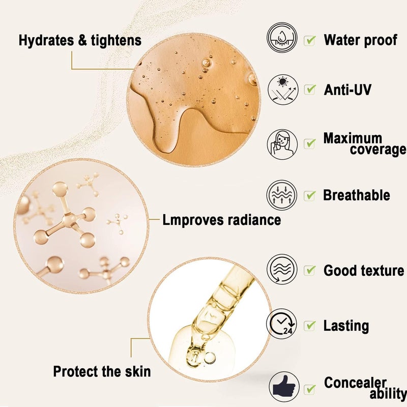 VEZE خافي عيوب الوشم VEZE، مقاوم للماء، مكياج، أساس للبشرة، خافي عيوب، ندبة، برص، بقع داكنة، فن الجسم، تغطية الوشم، مضاد للالتصاق - Image 4