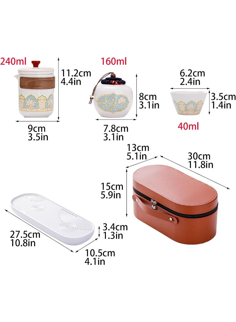 والالا طقم شاي مع إبريق شاي، أكواب شاي، طقم شاي محمول مصنوع يدويًا تقليدي، مناسب للسفر والمنزل والخارج والمكتب - Image 4