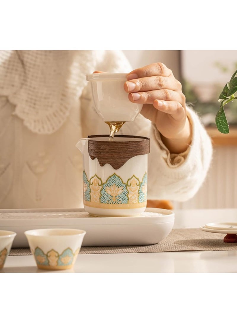 والالا طقم شاي مع إبريق شاي، أكواب شاي، طقم شاي محمول مصنوع يدويًا تقليدي، مناسب للسفر والمنزل والخارج والمكتب - Image 5
