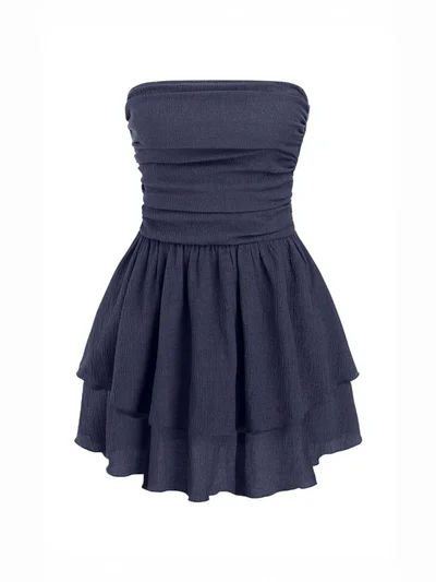 HICCUP Strapless Textured Ruffle Mini Dress