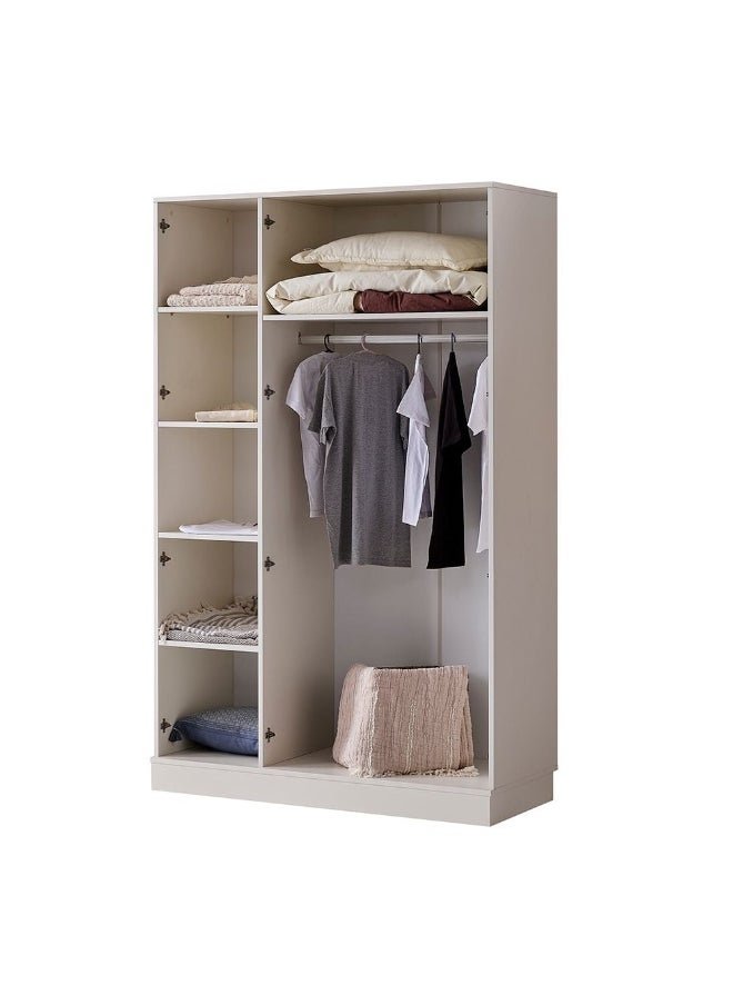 DANUBE HOME Golf 3 Door Wardrobe Extra Sturdy Closet, Clothes Storage Cupboard Modern Design Space Saving Swing Door Cabinet For Bedroom L56xW119xH207.1cm - Walnut And Cream  - Image 2