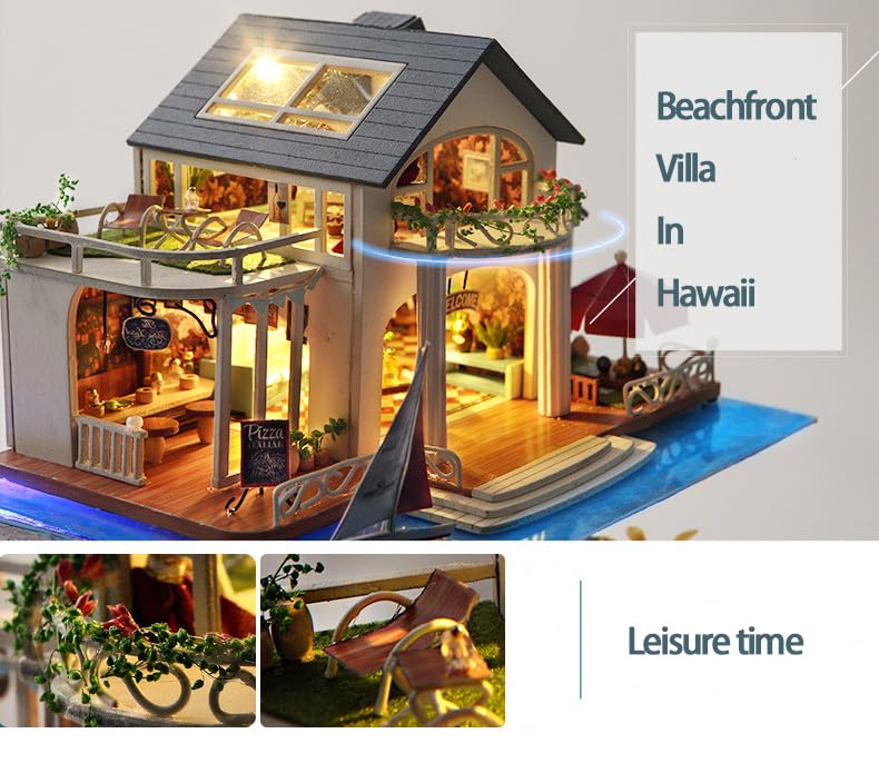 RHZN Miniature House Kit Dollhouse Kit Miniature Kit DIY Mini House Building Kit for Adult Holidays in Hawaii - Image 5