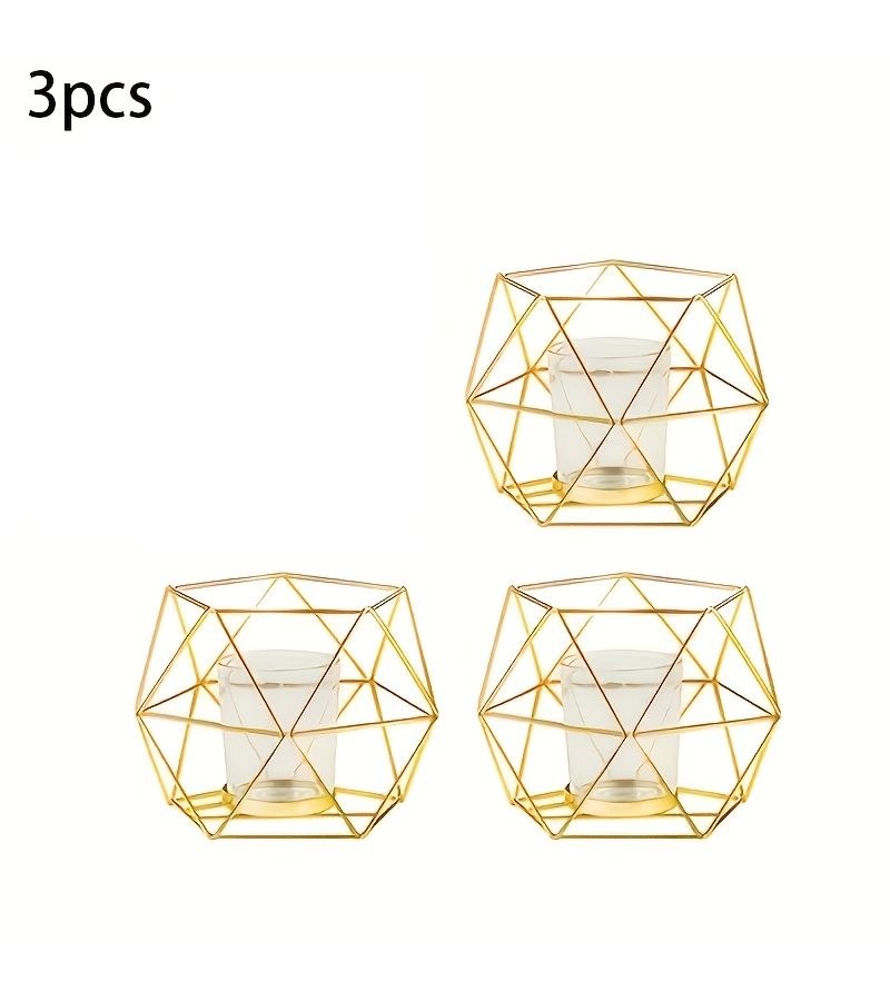 3 قطع إبداعية من ديكور الشموع الهندسية متعددة الجوانب - Image 1