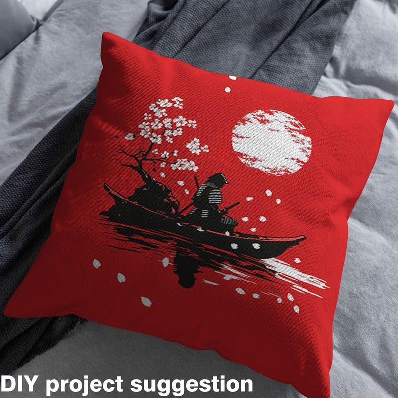 jejeloiu Japanese Samurai Fabric by The Yard Cherry Blossom Upholstery Fabric Red Sun Waterproof Indoor Outdoor Decor for DIY Sewing Craft Projects Japanese Ukiyoe 3 Yards - Image 4