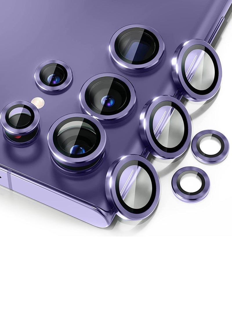 Wtech Samsung Galaxy S25 Ultra 2025 Premium Alloy Ring Camera Lens Tempered Glass Protector Shield - Eggplant Purple - Image 1
