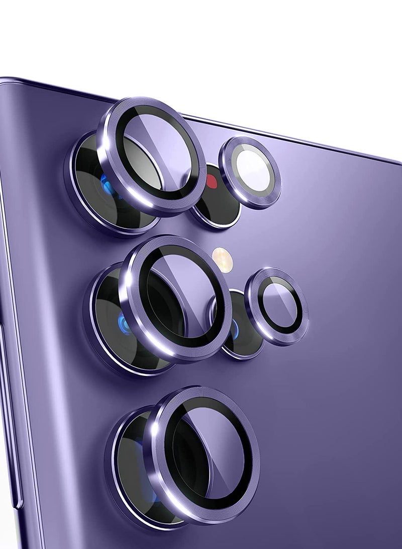 Wtech Samsung Galaxy S25 Ultra 2025 Premium Alloy Ring Camera Lens Tempered Glass Protector Shield - Eggplant Purple - Image 2