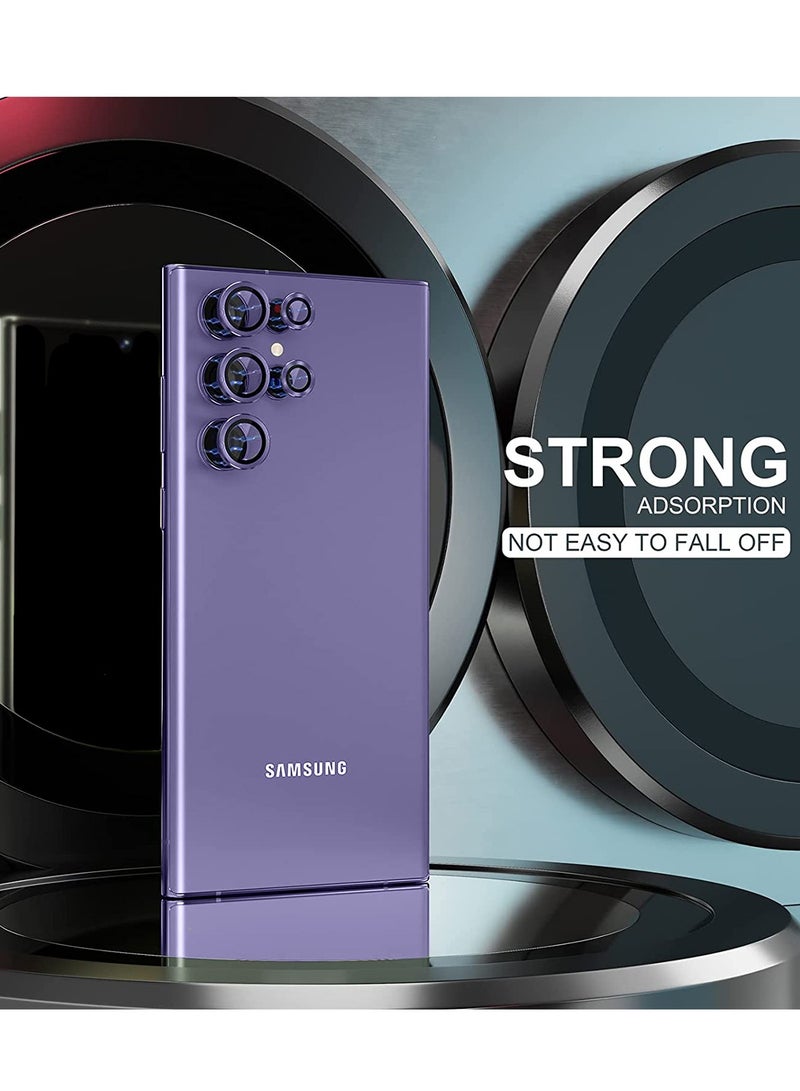 Wtech Samsung Galaxy S25 Ultra 2025 Premium Alloy Ring Camera Lens Tempered Glass Protector Shield - Eggplant Purple - Image 3