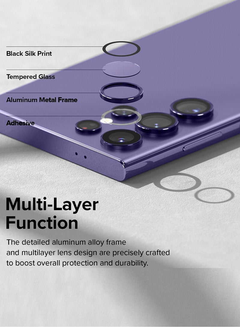 Wtech Samsung Galaxy S25 Ultra 2025 Premium Alloy Ring Camera Lens Tempered Glass Protector Shield - Eggplant Purple - Image 5