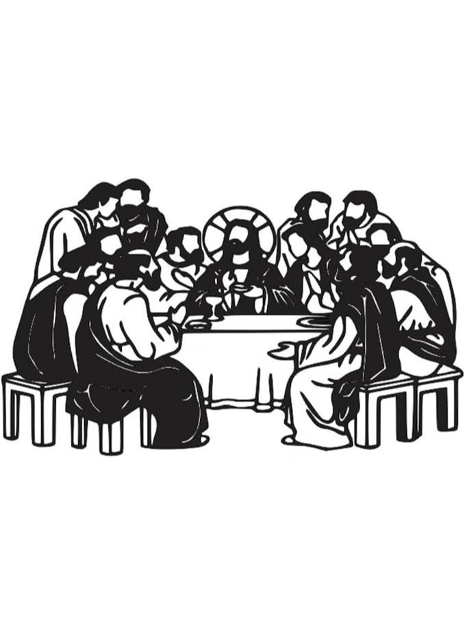 MIRFA Wooden Wall Art With Self Adhesive Base - Black (The Last Supper With Jesus)