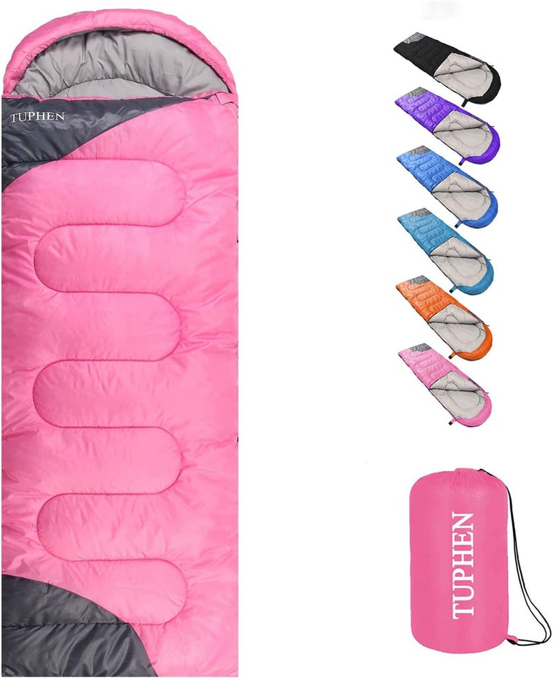 tuphen - Sleeping Bags for Adults Kids Boys Girls Backpacking Hiking Camping Microfiber Liner, Cold Warm Weather 4 Seasons Indoor Outdoor Use, Lightweight & Waterproof - Image 1