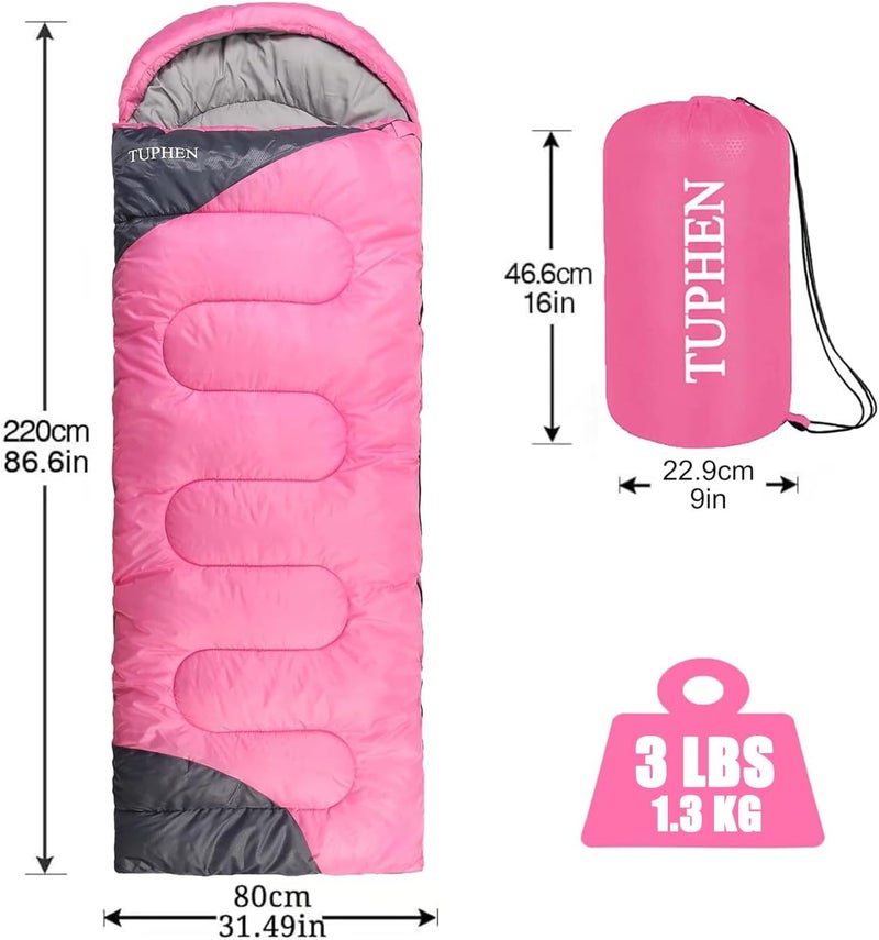tuphen - Sleeping Bags for Adults Kids Boys Girls Backpacking Hiking Camping Microfiber Liner, Cold Warm Weather 4 Seasons Indoor Outdoor Use, Lightweight & Waterproof - Image 2