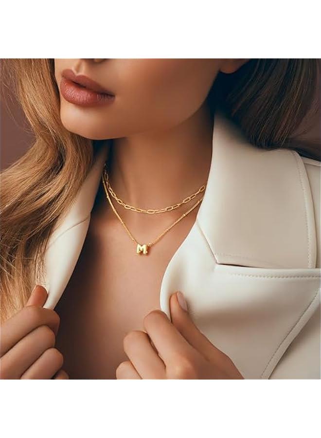 Dainty Gold Initial Necklaces for Women Trendy - Layered Gold Initial Tiny Small Pendent Necklaces for Women, Personalized Choker Paperclip Chain Necklace Mothers Day Gifts for Mom - Image 3