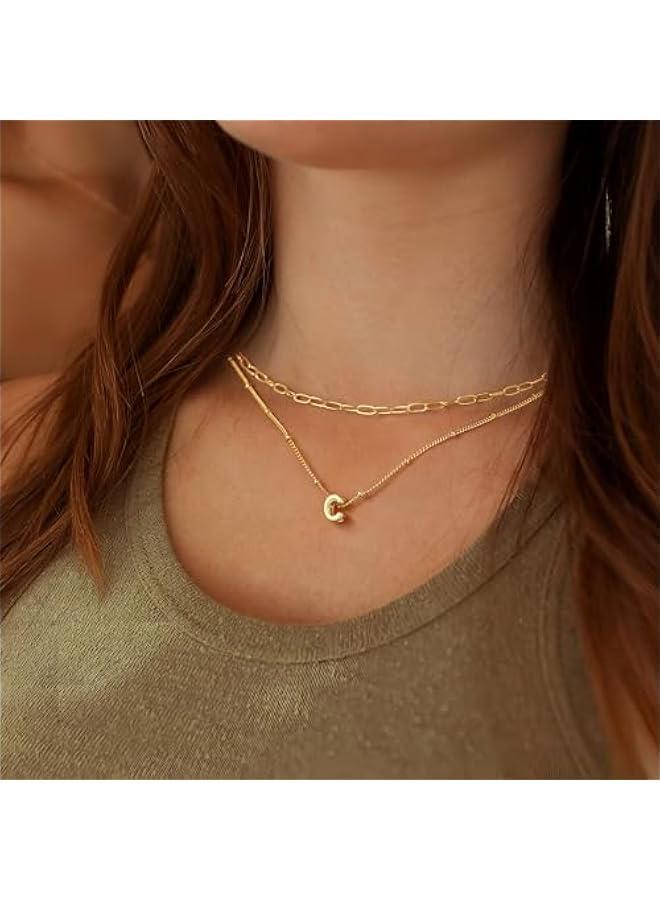 Dainty Gold Initial Necklaces for Women Trendy - Layered Gold Initial Tiny Small Pendent Necklaces for Women, Personalized Choker Paperclip Chain Necklace Mothers Day Gifts for Mom - Image 4