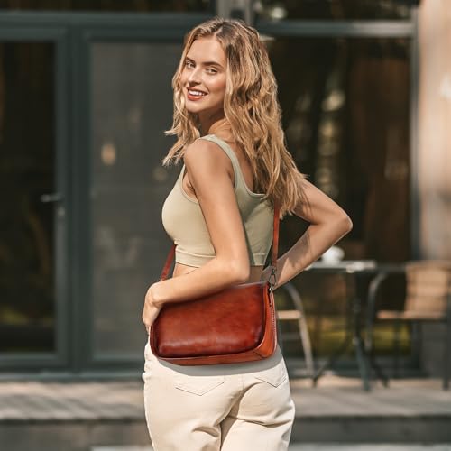 HESHE Leather Crossbody Bags for Women Hobo Handbag Small Crossbody Purse Ladies Boho Bag with Two Straps Shoulder Handbags and Purses(Coffee) - Image 3