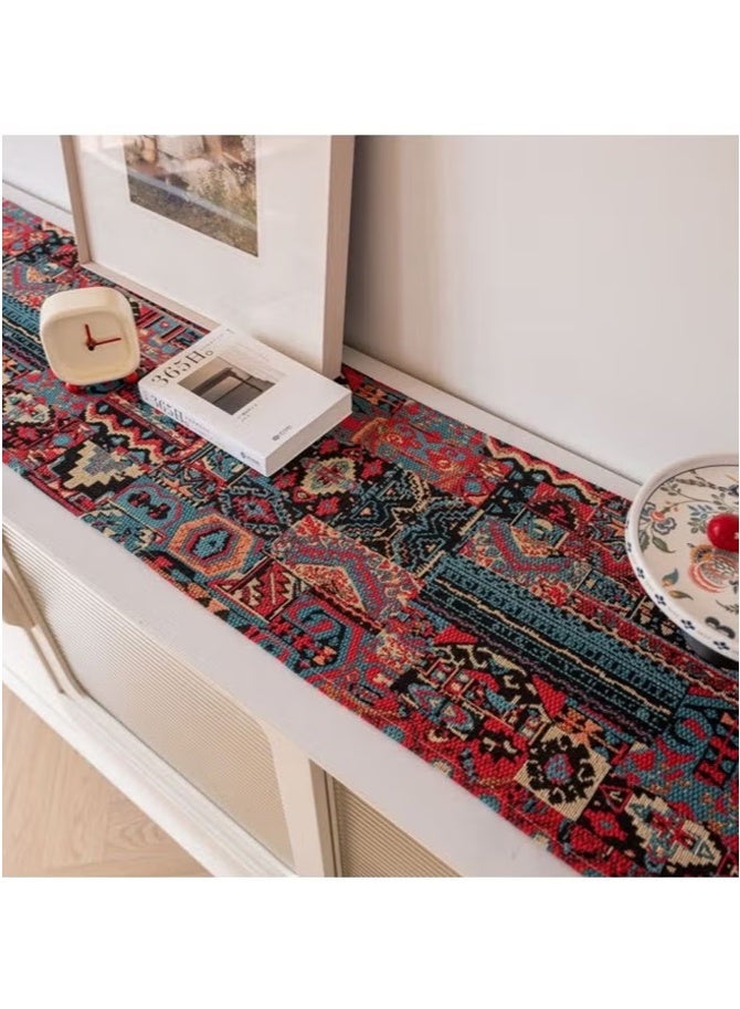 Hoasis Nordic Jacquard Table Runner with Tassels, Decorative Table Runner for Home Dining, Red 33x180 cm - Image 3