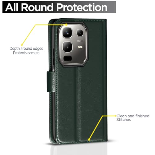 Pikkme Flip Cover for Infinix Note 50x 5G | Leather Finish | Shockproof with Card Pockets & Wallet Stand | Ultimate Protection Case(Green) - Image 4